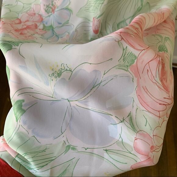 Vintage Pellini by Von Bramlett floral sheer blouson modest dress 80s USA made - Picture 5 of 14